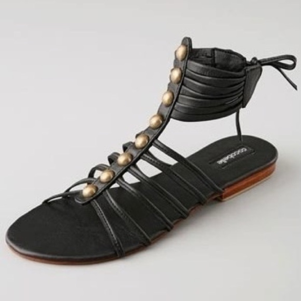 Cocobelle Gladiator Black Leather Sandals